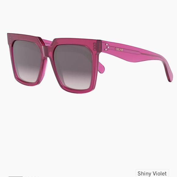 NEW🚨Celine Bold 3 Dots 55MM Oversized Square Sunglasses Shiny Violet/Gradient - Picture 2 of 16